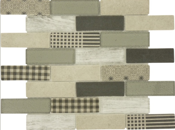 French Gingham Brick Glass Mosaic