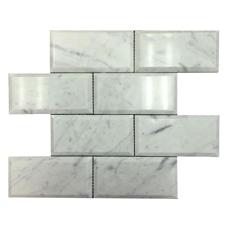 Carrara 3X6 Deep Beveled Polished Subway