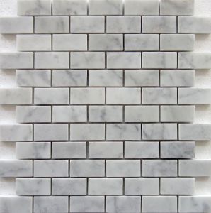 FREE SHIPPING - Carrara White 1x2 Polished Brick Mosaic