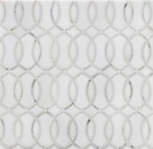 Bering White Geometric Waterjet Marble Mosaic