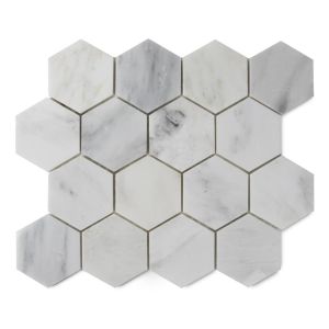 Carrara White 3" Hexagon