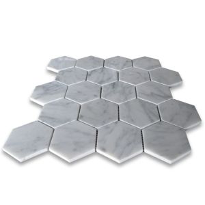 Carrara White 3" Hexagon