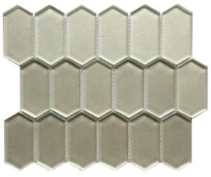 Elongated Pickett Hexagon Metalic Glass Mosaic