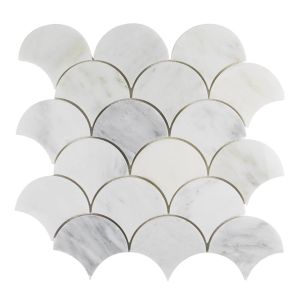 Carrara White Fan Interlocking Mosaic