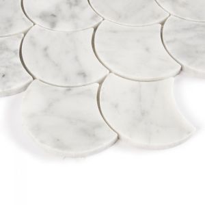 Carrara White Fan Interlocking Mosaic