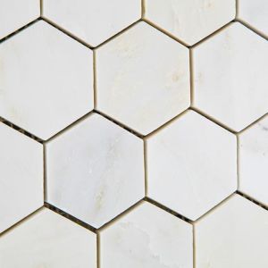 FREE SHIPPING - Carrara White 6" Large Hexagon Mosaic - Honed