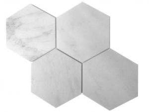 FREE SHIPPING - Carrara White 6" Large Hexagon Mosaic - Polished
