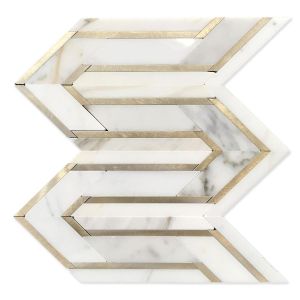 Gold Ribbons Arrow Waterjet Marble Mosaic