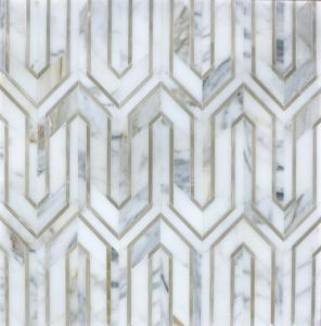Gold Ribbons Arrow Waterjet Marble Mosaic