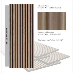 NATURAL 9.5 in. x 120 in. 3D Wood Slat Acoustic Fluted Sound Absorbing Wall Panel