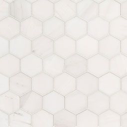 FREE SHIPPING - Bianco Dolomite 2" Polished Hexagon