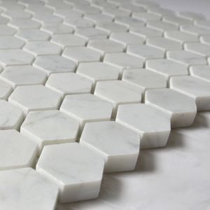 FREE SHIPPING - Carrara White 1" Hexagon Honed