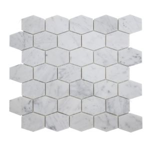 Carrara White 2" Elongated Honed Hexagon Mosaic