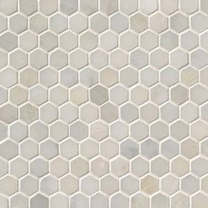 FREE SHIPPING - Carrara White 1" Hexagon Honed