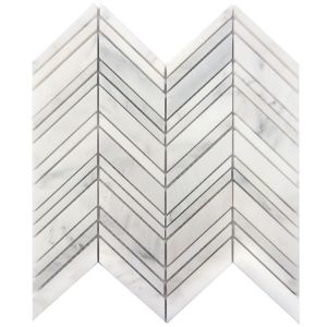 FREE SHIPPING - Carrara White 1x4 Chevron Polished