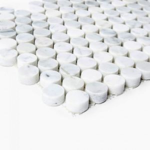 FREE SHIPPING - Carrara White 1" Penny Round Honed Mosaic