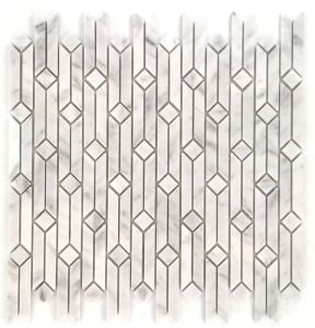 FREE SHIPPING - Geometric Carrara White Interlocking Mosaic