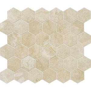 FREE SHIPPING - Ivory 2" Hexagon Honed