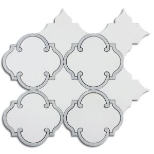 FREE SHIPPING - Marrakech White Geometric Waterjet Marble Mosaic