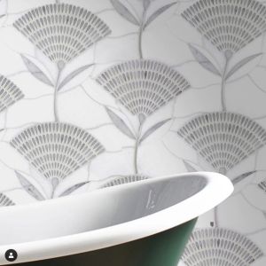 California Palm Geometric Waterjet Marble Mosaic