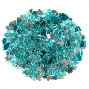 FREE SHIPPING - Fire Glass (0.25") Crushed Aqua Blue 20 Lbs Pebble Bag