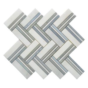 Parquet White 12x12 Herringbone Polished Mosaic