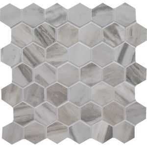 FREE SHIPPING - Eden Bardiglio 2x2 Hexagon Matte Porcelain Mosaic