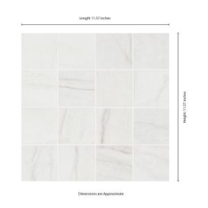 Kaya Zermatta Blanca 3X3 Matte Porcelain Mosaic Floor And Wall Tile