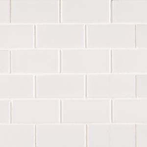 Domino White Glossy 2x4 Brick Mosaic