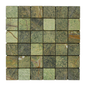 FREE SHIPPING - Rain Forest Green 2x2 Tumbled Mosaic