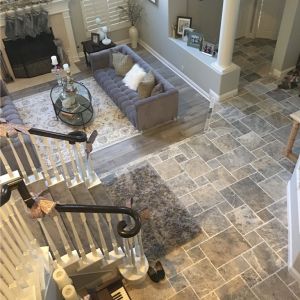 Silver Travertine French Pattern Tumbled Tile