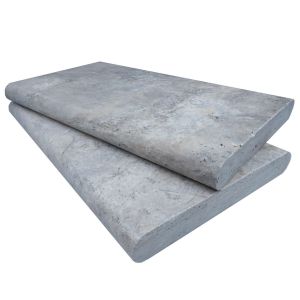 Double Bullnose Silver Travertine 16X24 5CM Pool Coping