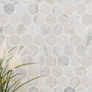 Angora 2" Hexagon Polished Marble Mosaic Tile