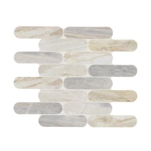 Angora Ellipse 12x12 Polished Marble Mosaic Floor and Wall Tile