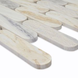 Angora Ellipse 12x12 Polished Marble Mosaic Floor and Wall Tile
