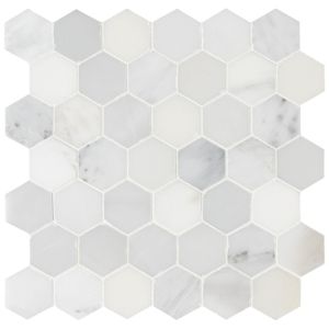 FREE SHIPPING - Arabescato Carrara 2" Hexagon Honed