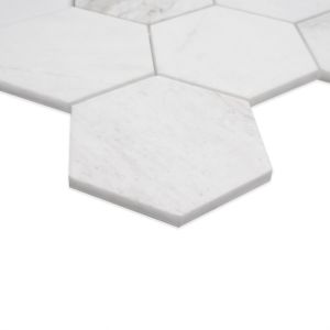 Arabescato Venato White 5" Hexagon Honed Marble Mosaic Floor and Wall Tile