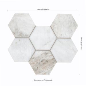 Arabescato Venato White 5" Hexagon Honed Marble Mosaic Floor and Wall Tile