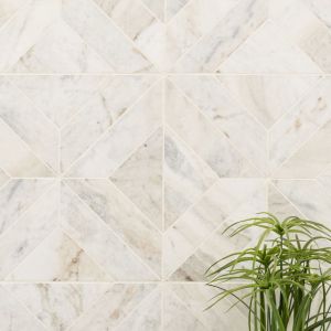 Arabescato Venato White Argyle Pattern Marble Tile