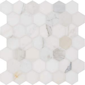 FREE SHIPPING - Calacatta Gold 2" Hexagon POLISHED