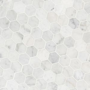 FREE SHIPPING - Carrara White 2" Hexagon Honed