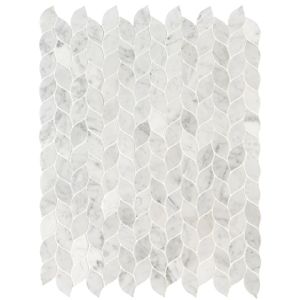 Carrara White Blanco Honed Interlocking Leaf Mosaic