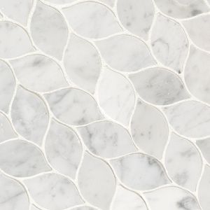 Carrara White Blanco Honed Interlocking Leaf Mosaic