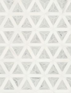 FREE SHIPPING - Carrara White Faceted Waterjet Pattern