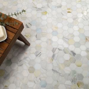 Cloudland 2" Hexagon Polished Marble Mosaic Floor And Wall Tile