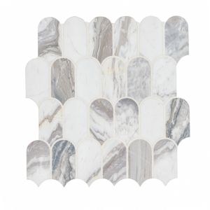 Edessa Scallop 12x13 Polished Marble Mosaic Floor and Wall Tile