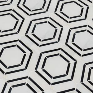 Georama Nero Mega Polished Waterjet Mosaic