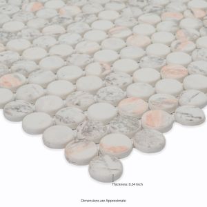 Briar Rosa Pennyround 12x12 Matte Recycled Glass Floor and Wall Tile