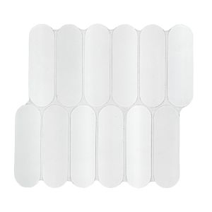 Bianco Glossy Ellipse 12x12 Glossy Recycled Glass Mosaic Wall Tile