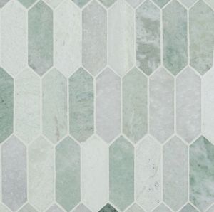 Icelandic Ming Green Picket Polished Marble Mosaic